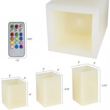 Lavish Home Square Color Changing Flameless Candle with Remote, 3 pc   561086455